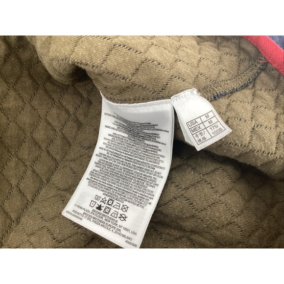 Brooks Brothers Blue Quilted 1/4 Zip Pullover Sweater, Red Trim, Size M - Picture 5 of 9